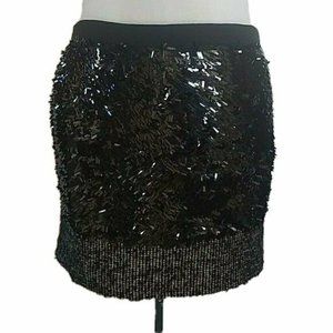 J Crew Womens 2 Skirt Black Sequined Silk and Tweed Festive Party Holiday Club